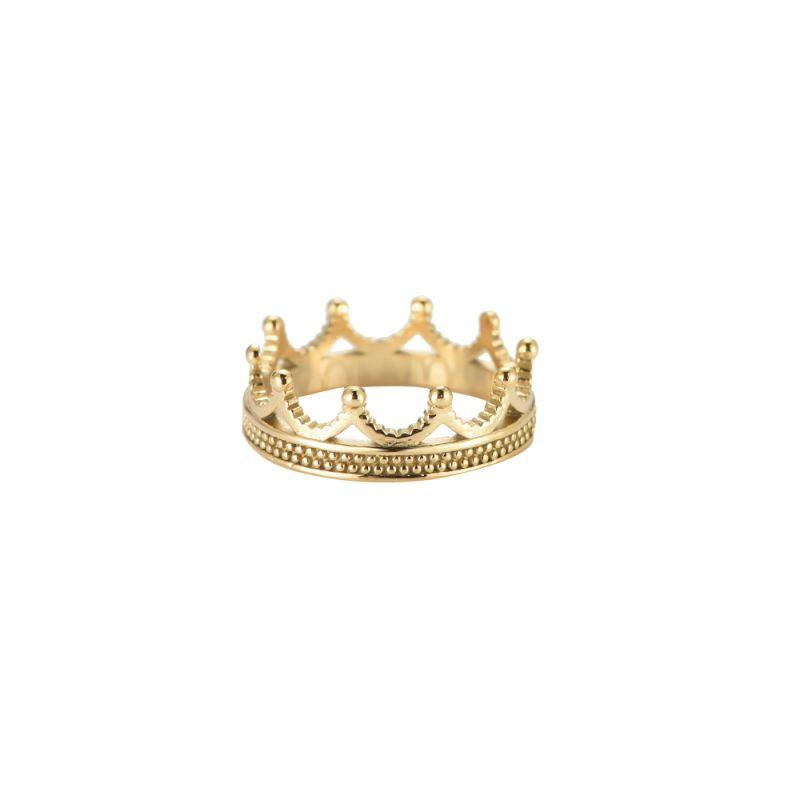 Ring "Crown" Edelstahl 14K vergoldet in zwei Farben