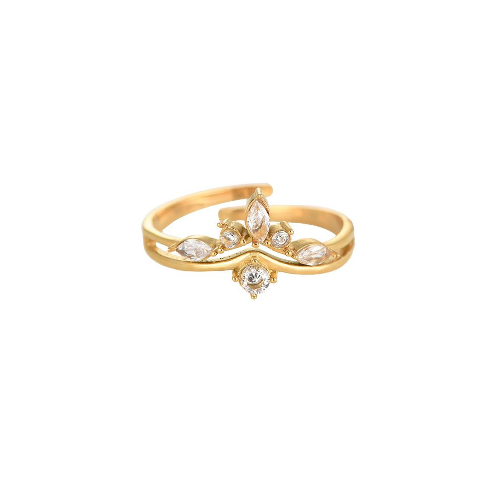 Ring "Castile Crown" Edelstahl 14K vergoldet in zwei Farben