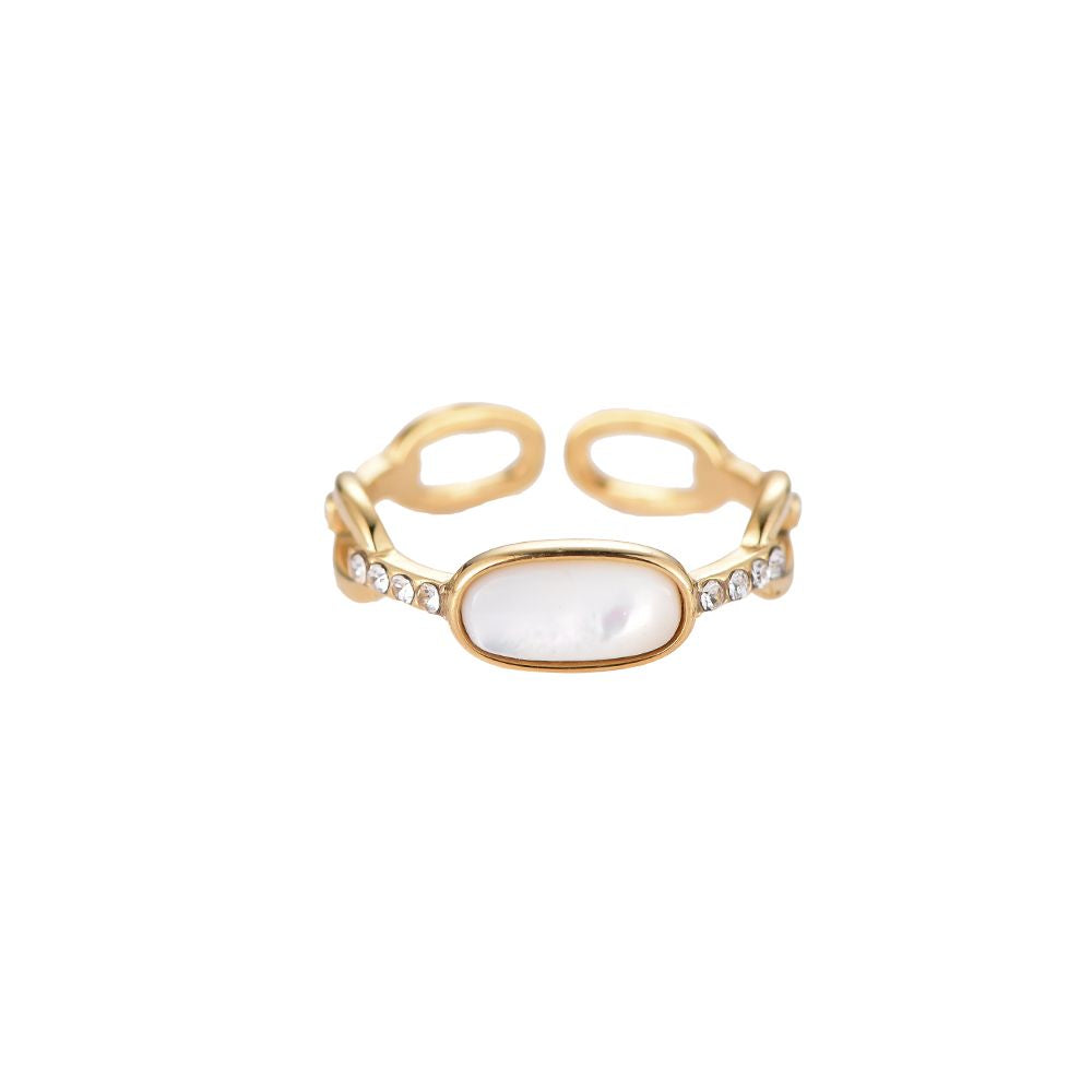 Ring "Pearl Links" Edelstahl 14K vergoldet in zwei Farben