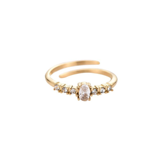 Ring "Orbital Diamonds" Edelstahl 14K vergoldet