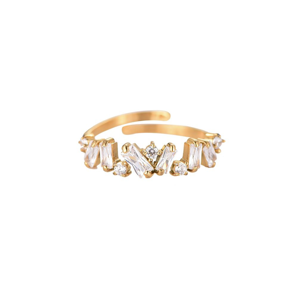 Ring "Crush Diamond" Edelstahl 14K vergoldet in zwei Farben