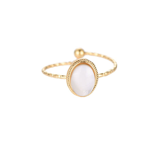 Ring "Pearl Egg" Edelstahl 14K vergoldet