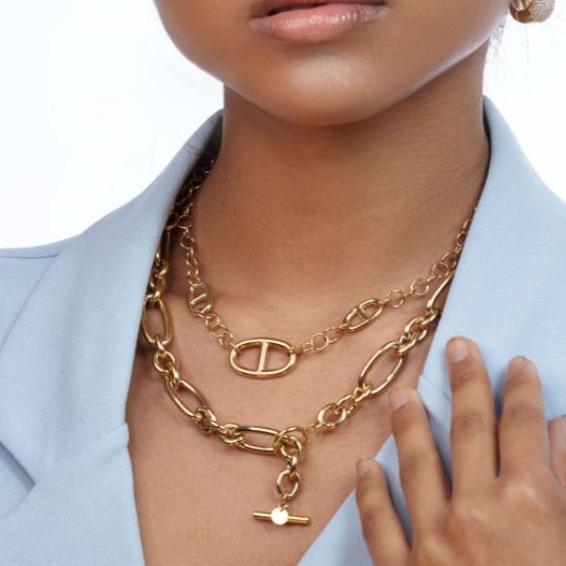 Halskette "Amira" Edelstahl 14K vergoldet 50cm