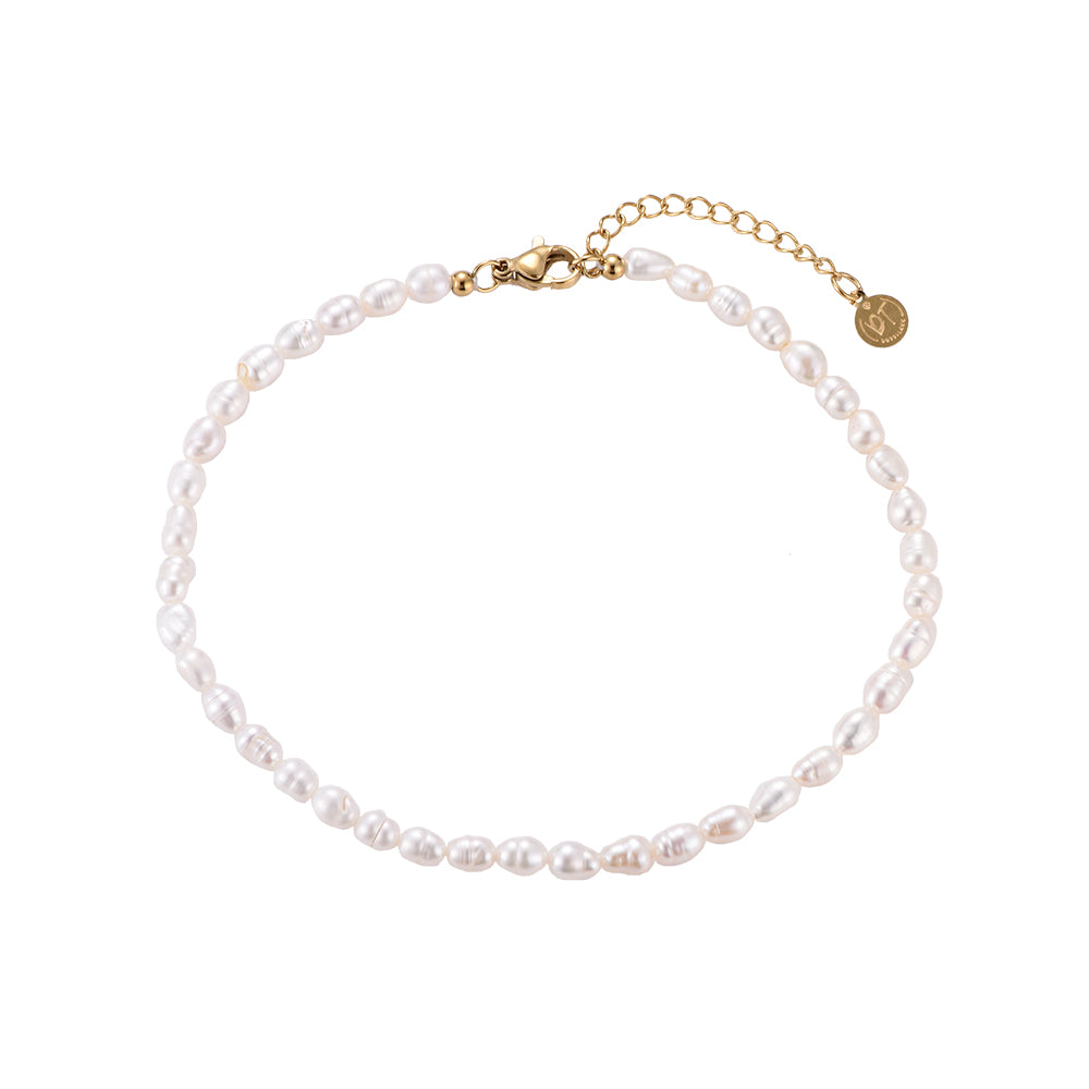 Fußkette "Simple Pearls" Edelstahl 14K vergoldet