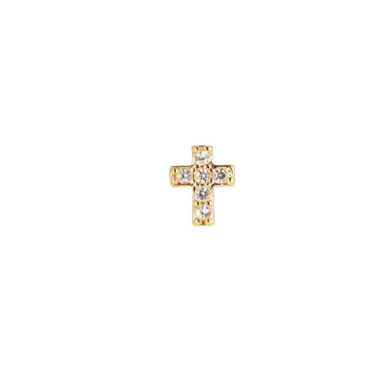 Piercing "Simple Cross" Edelstahl 14K vergoldet in zwei Farben