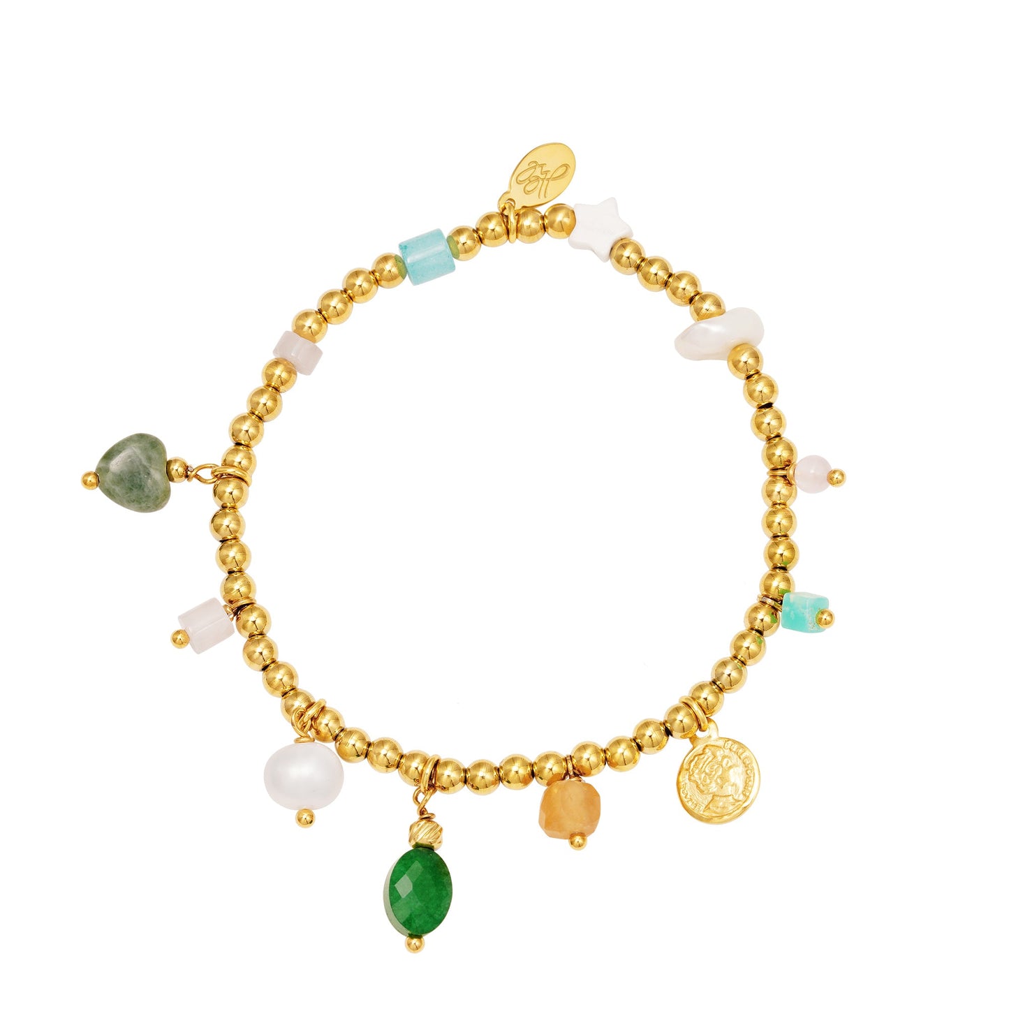 Armband "Greeny" Edelstahl 18K vergoldet