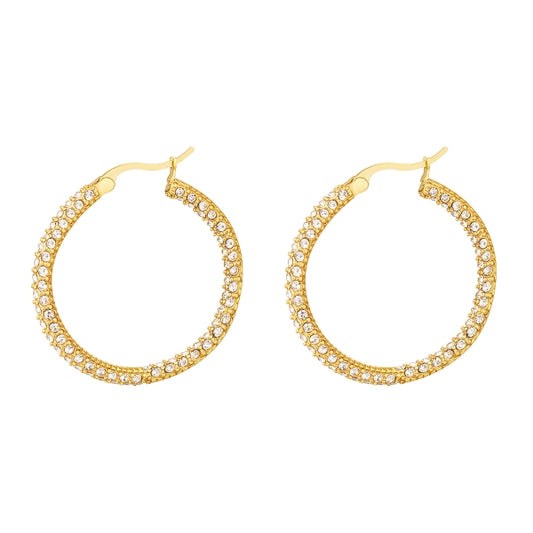 Creolen "Big Zirconia Hoops" Edelstahl 18K vergoldet in zwei Farben