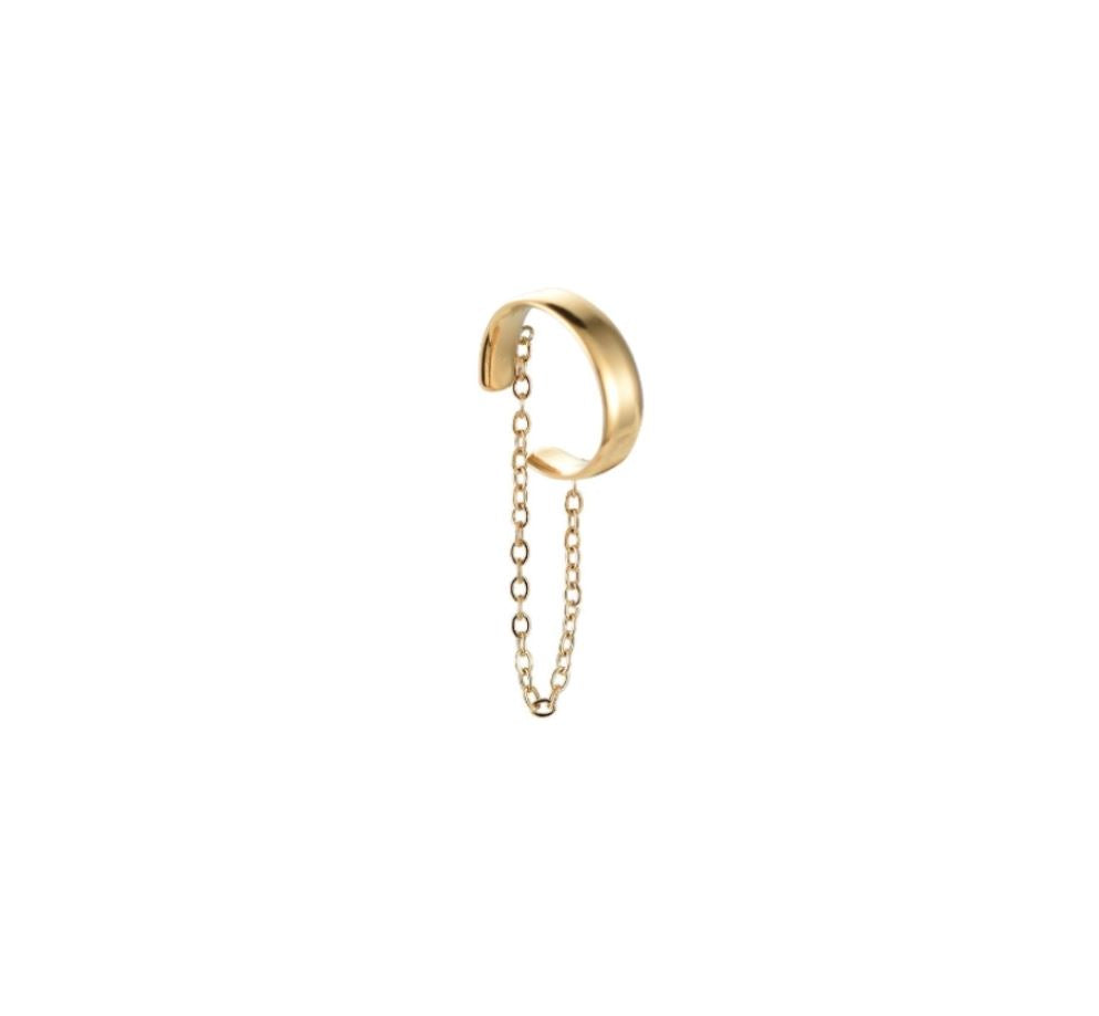 Ear Cuff "Short Chain" Edelstahl 14K vergoldet in zwei Farben