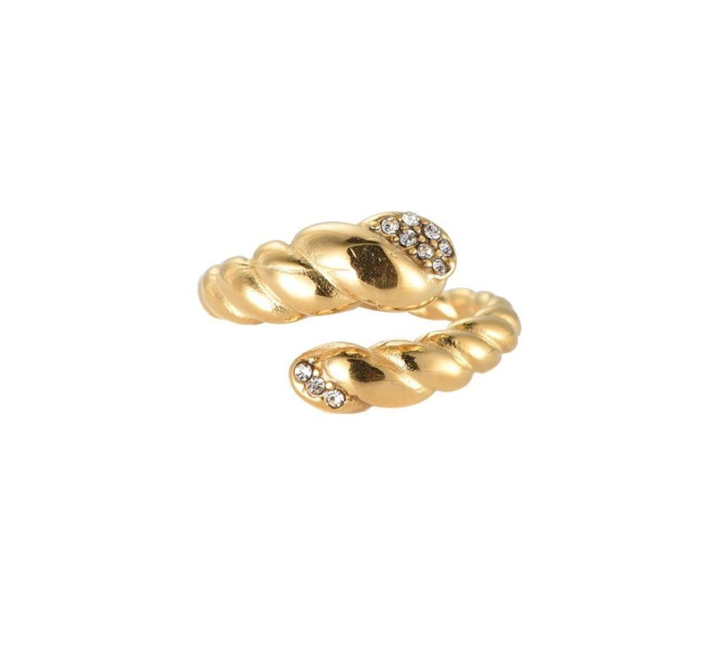 Ring "Chunky Twist I" Edelstahl 14K vergoldet in zwei Farben