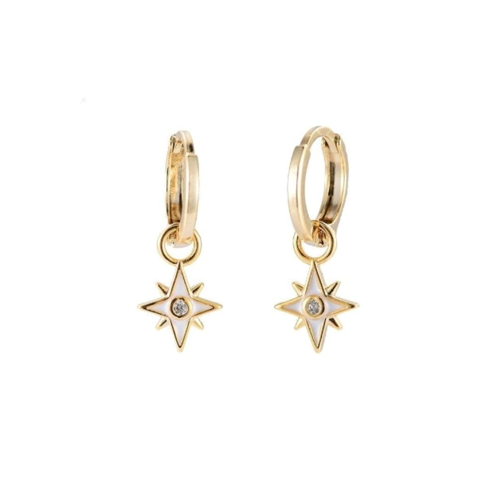 Ohrringe "White Star" 14K vergoldet