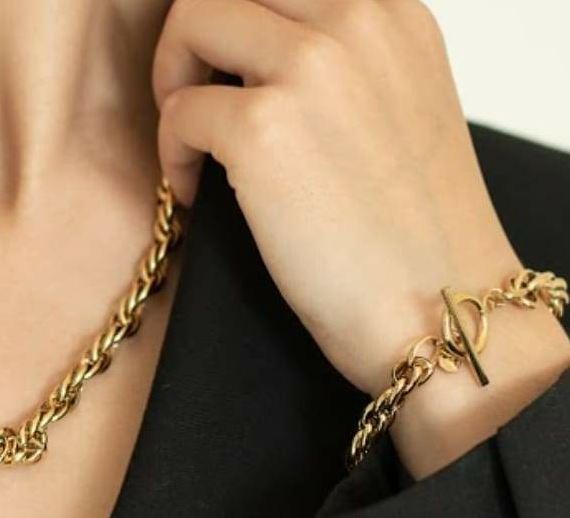 Armband "Chain by Chain" Edelstahl 14K vergoldet