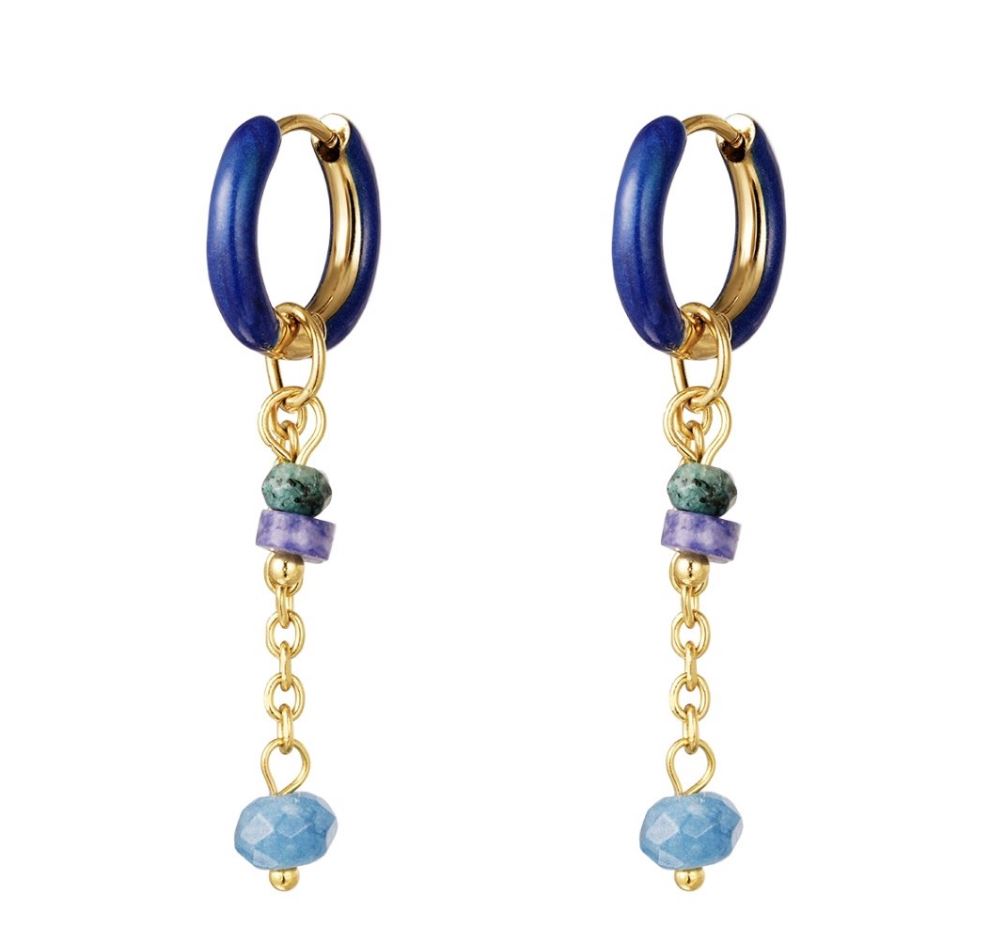 Ohrringe "Blue Charms" Edelstahl 18K vergoldet