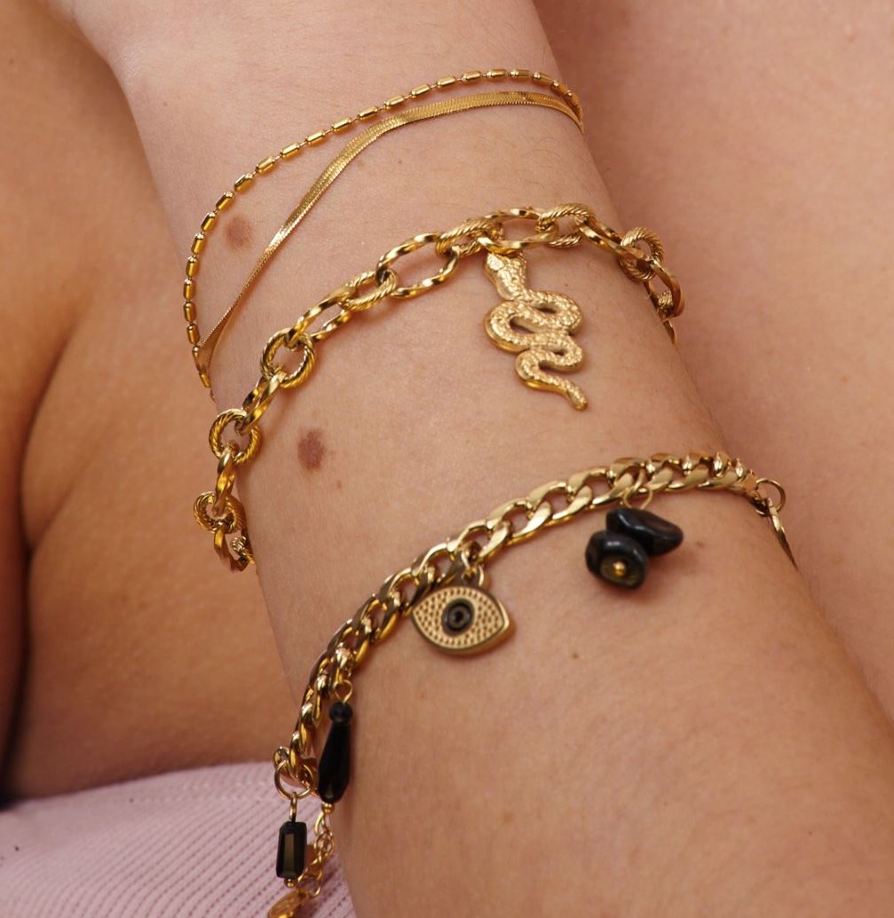 Armband "Snake Chain" Edelstahl 14K vergoldet in zwei Farben