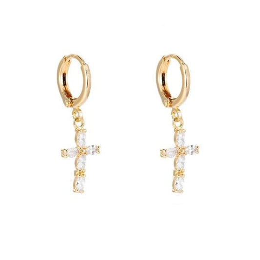 Ohrringe "Crystal Cross" 14K vergoldet in drei Varianten