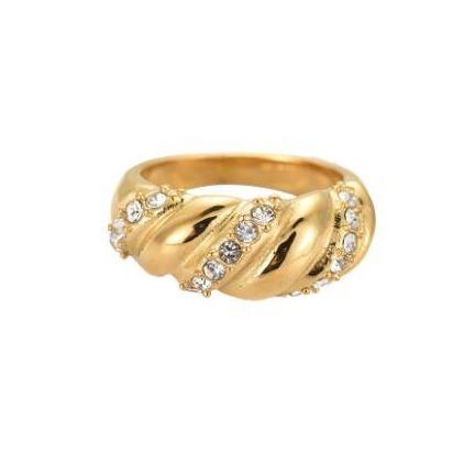 Ring "Magnificent Twist" Edelstahl 14K vergoldet in zwei Farben