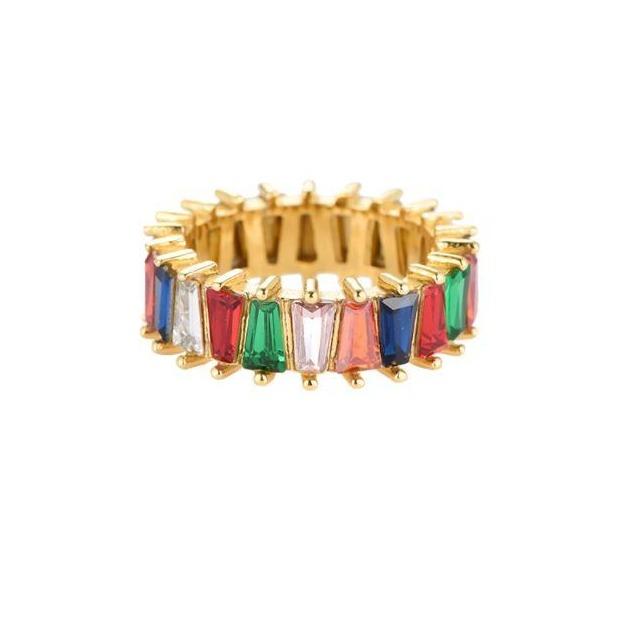 Ring "Trapeze Rainbow" 14K vergoldet in zwei Farben